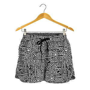 Black And White Geometric African Print Women's Shorts