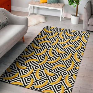 Black And White Geometric Banana Print Area Rug