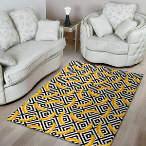 Black And White Geometric Banana Print Area Rug