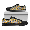 Black And White Geometric Banana Print Black Low Top Shoes