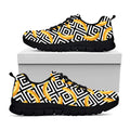 Black And White Geometric Banana Print Black Running Shoes