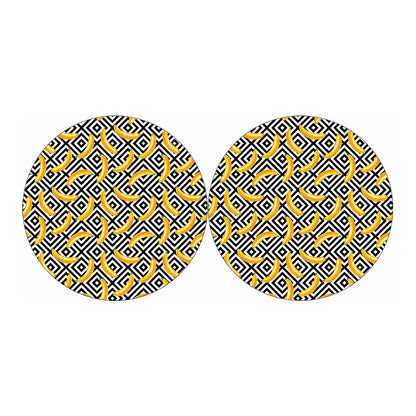 Black And White Geometric Banana Print Car Coasters