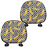 Black And White Geometric Banana Print Car Headrest Covers