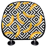 Black And White Geometric Banana Print Car Headrest Covers