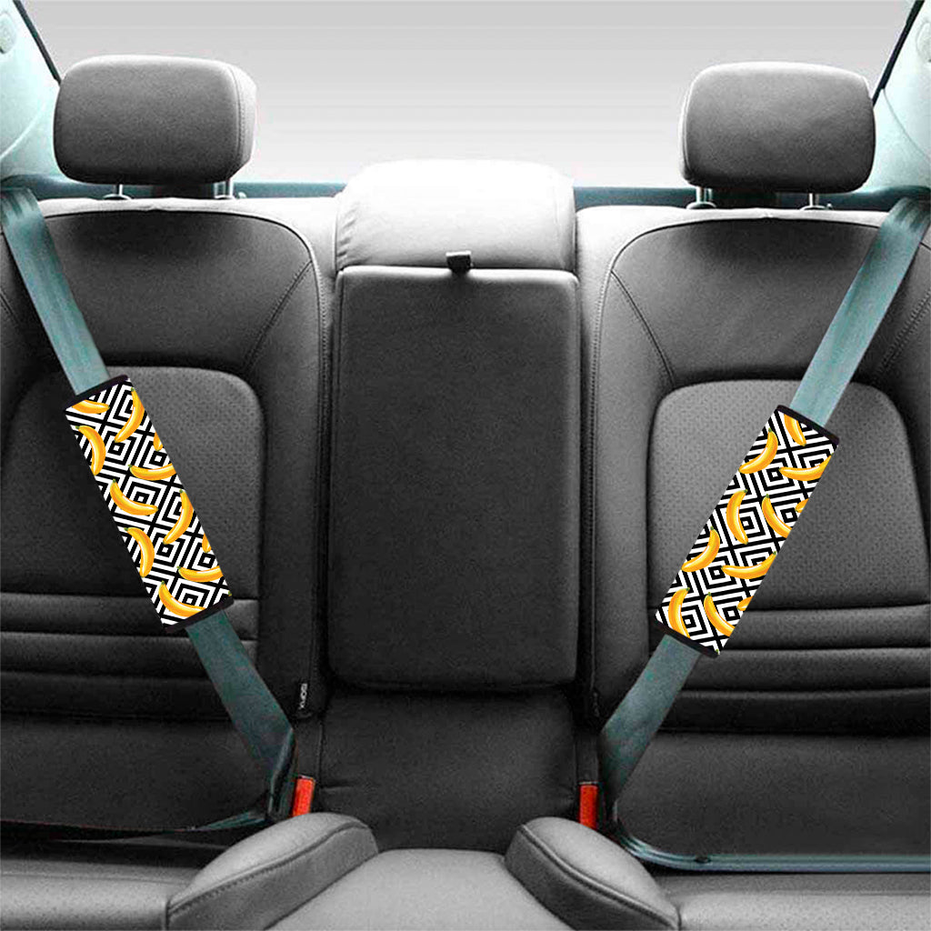 Black And White Geometric Banana Print Car Seat Belt Covers