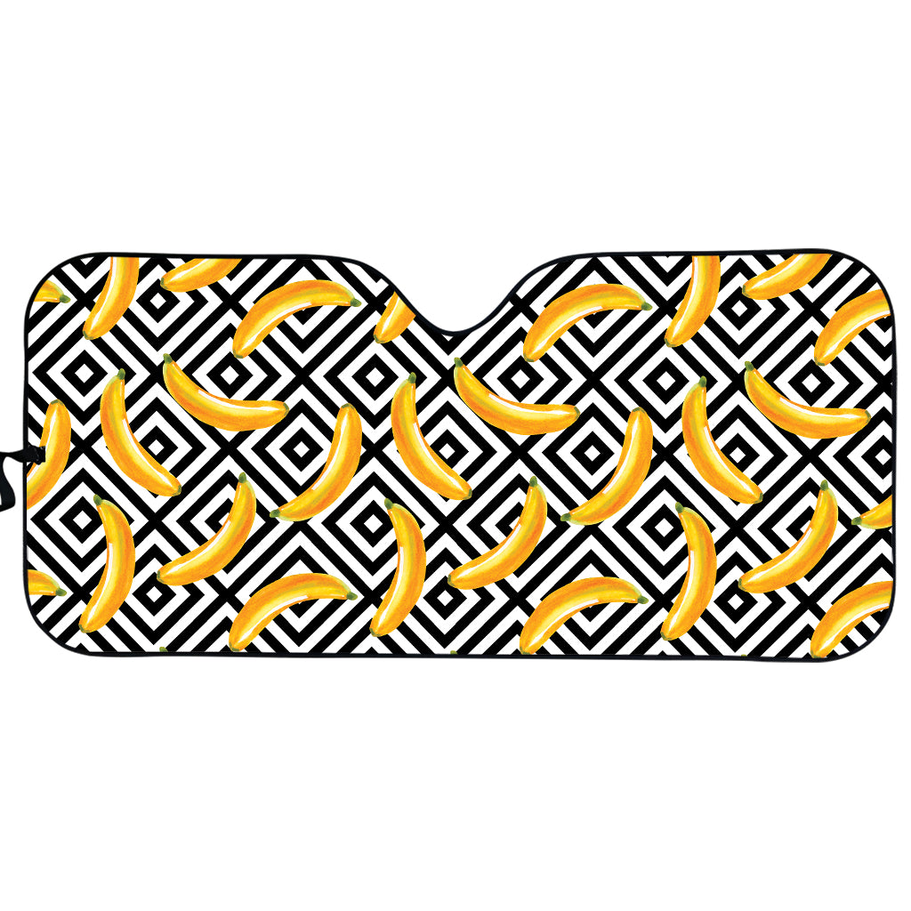 Black And White Geometric Banana Print Car Sun Shade