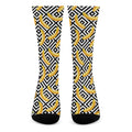 Black And White Geometric Banana Print Crew Socks