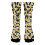 Black And White Geometric Banana Print Crew Socks