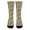 Black And White Geometric Banana Print Crew Socks