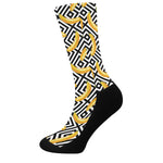 Black And White Geometric Banana Print Crew Socks