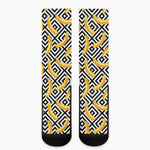 Black And White Geometric Banana Print Crew Socks