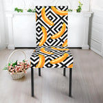 Black And White Geometric Banana Print Dining Chair Slipcover