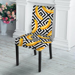 Black And White Geometric Banana Print Dining Chair Slipcover