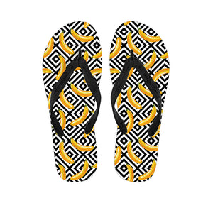 Black And White Geometric Banana Print Flip Flops