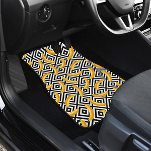 Black And White Geometric Banana Print Front and Back Car Floor Mats