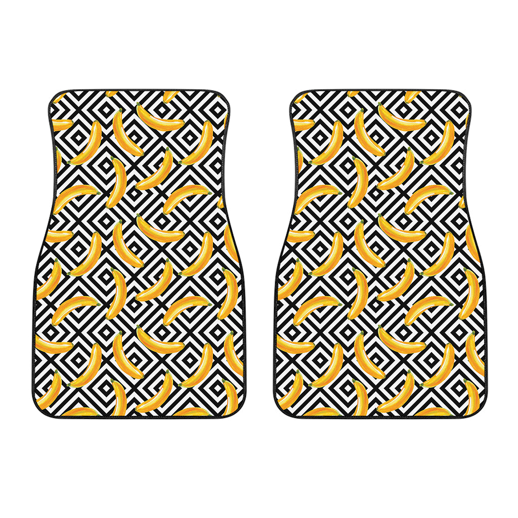 Black And White Geometric Banana Print Front Car Floor Mats