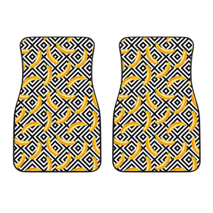 Black And White Geometric Banana Print Front Car Floor Mats