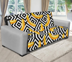 Black And White Geometric Banana Print Futon Protector