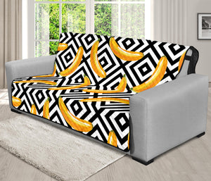 Black And White Geometric Banana Print Futon Protector