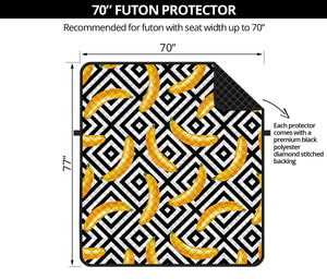 Black And White Geometric Banana Print Futon Protector