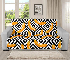 Black And White Geometric Banana Print Futon Protector