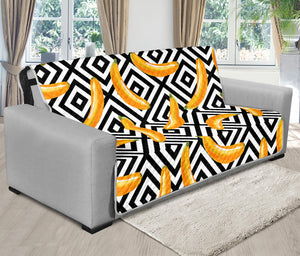 Black And White Geometric Banana Print Futon Protector