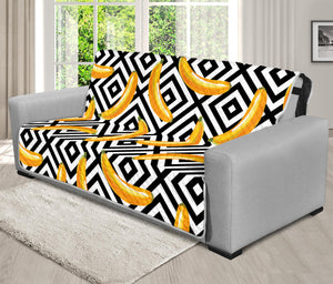 Black And White Geometric Banana Print Futon Protector