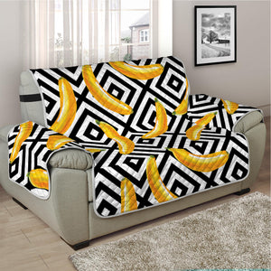 Black And White Geometric Banana Print Half Sofa Protector