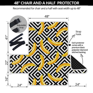 Black And White Geometric Banana Print Half Sofa Protector