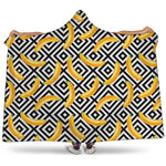 Black And White Geometric Banana Print Hooded Blanket