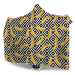 Black And White Geometric Banana Print Hooded Blanket