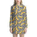 Black And White Geometric Banana Print Pullover Hoodie Dress