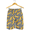 Black And White Geometric Banana Print Men's Shorts