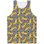 Black And White Geometric Banana Print Men's Tank Top