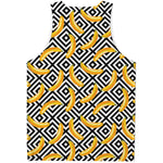 Black And White Geometric Banana Print Men's Tank Top
