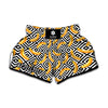 Black And White Geometric Banana Print Muay Thai Boxing Shorts