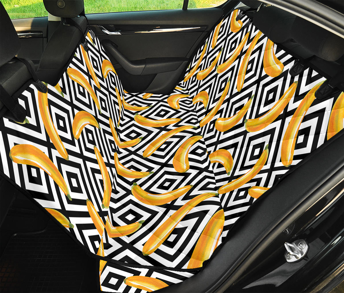 Black And White Geometric Banana Print Pet Car Back Seat Cover