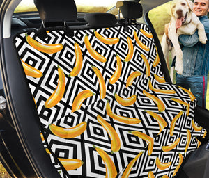 Black And White Geometric Banana Print Pet Car Back Seat Cover