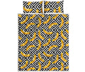 Black And White Geometric Banana Print Quilt Bed Set