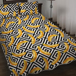 Black And White Geometric Banana Print Quilt Bed Set