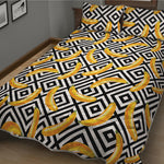 Black And White Geometric Banana Print Quilt Bed Set