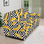 Black And White Geometric Banana Print Sofa Cover
