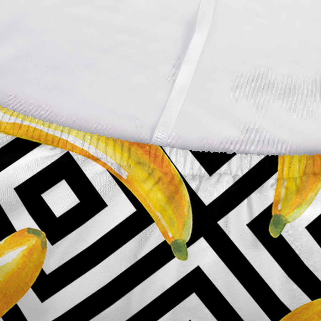 Black And White Geometric Banana Print Sofa Cover