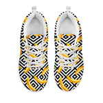 Black And White Geometric Banana Print White Sneakers