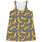 Black And White Geometric Banana Print Women's Racerback Tank Top