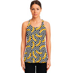 Black And White Geometric Banana Print Women's Racerback Tank Top