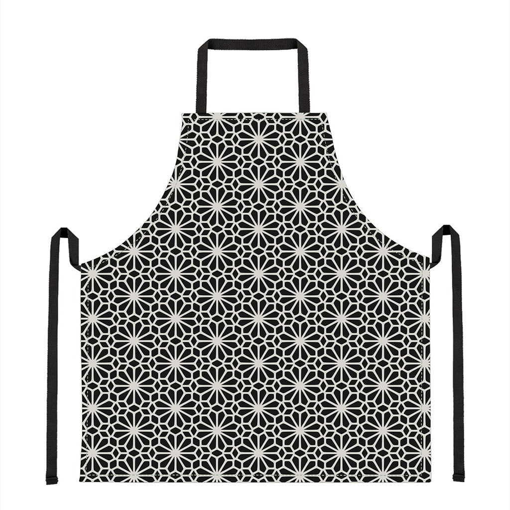 Black And White Geometric Floral Print Apron