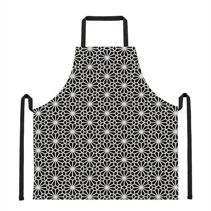 Black And White Geometric Floral Print Apron