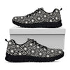 Black And White Geometric Floral Print Black Sneakers