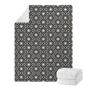 Black And White Geometric Floral Print Blanket